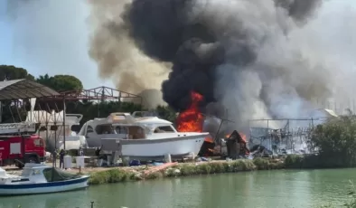 Antalya’da orman yangını teknelere sıçradı