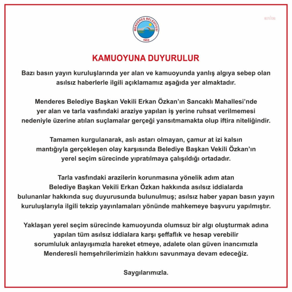 İzmir Menderes ilçesindeki rüşvet iddiası ortalığı karıştırdı