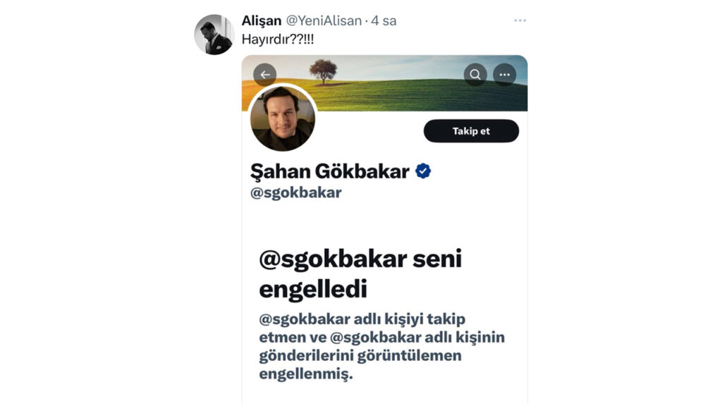 Alişan Şahan Gökbakar hesap sordu: Hayırdır! Şahan Gökbakar Alişan'ı sosyal medyadan engelledi