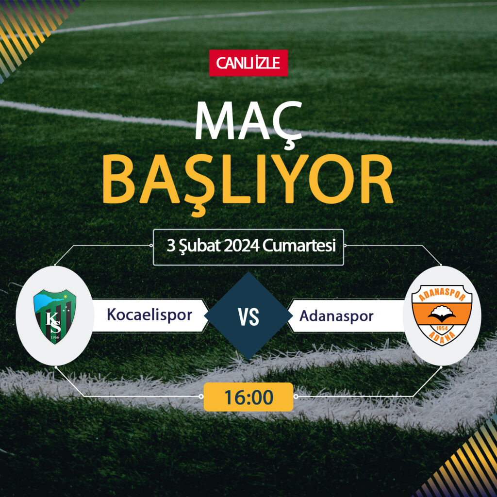 Kocaelispor Adanaspor canlı ŞİFRESİZ DONMADAN İZLE! Kocaelispor Adanaspor TRT Spor (3 ŞUBAT) CANLI İZLE!