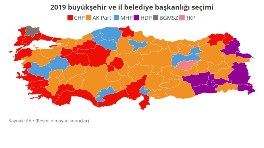 2019 yerel seçimleri harita görseli ( AA)