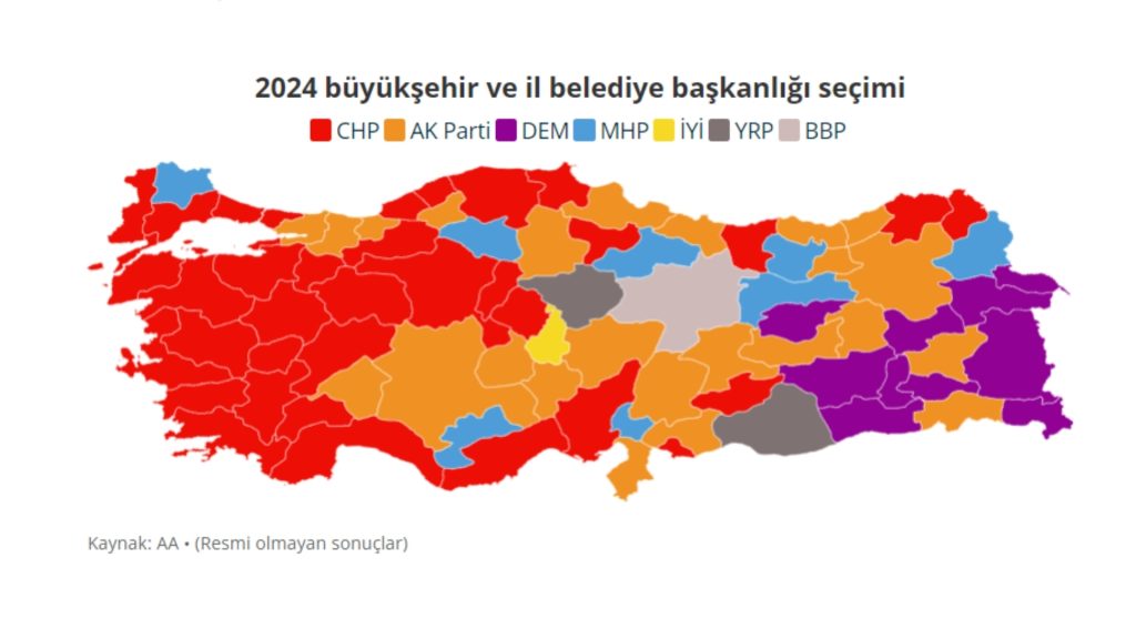 2024 yerel seçimleri harita görseli ( AA)