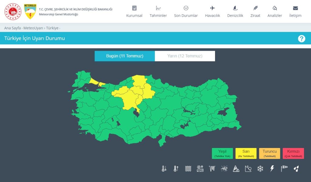 sarı kod kuvvetli yağış