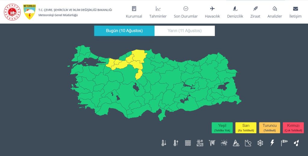 meteoroloji 10 ağustos