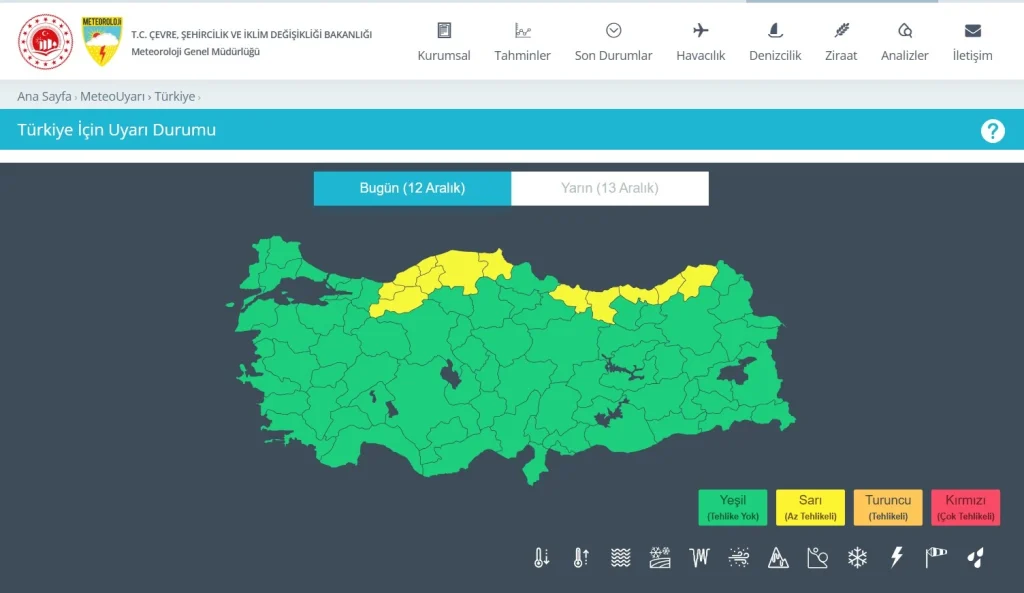 meteoroloji 12 sarı