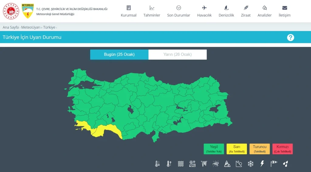 meteoroloji sarı 25