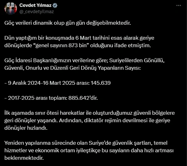 cevdet yılmaz suriyeli veri 2