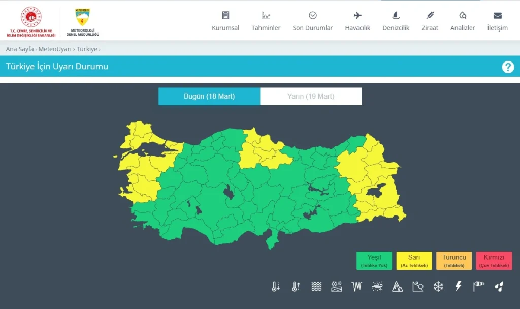 meteoroloji 27 sarı kod 3